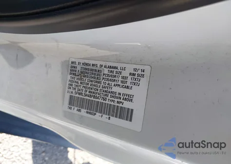 2015 Honda Odyssey Ex from USA, damaged, VIN 5FNRL5H48FB047760